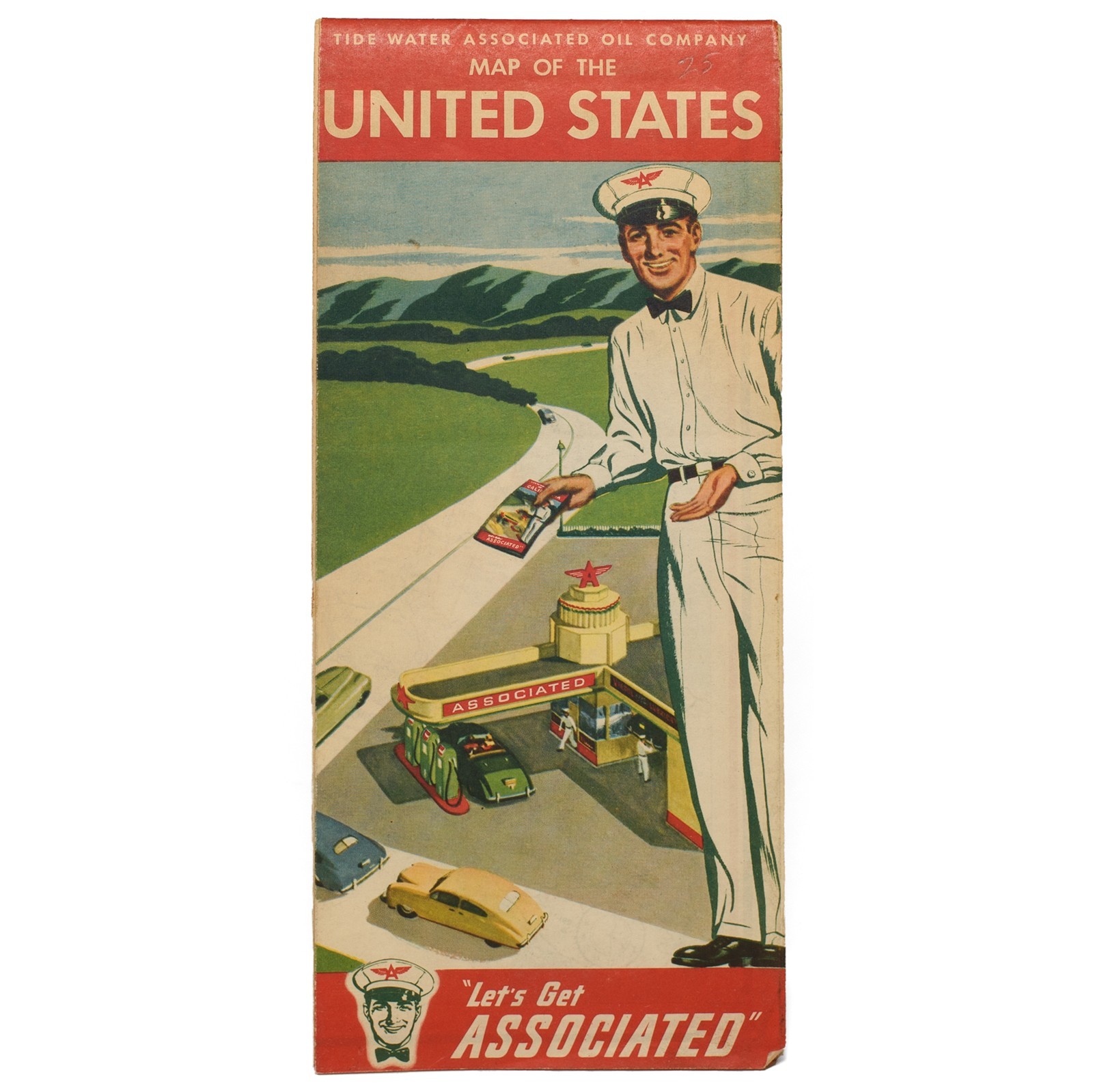 Vintage 1940s Road Map - Tide Water Associated Oil Co. U.S.  Old and beautiful 