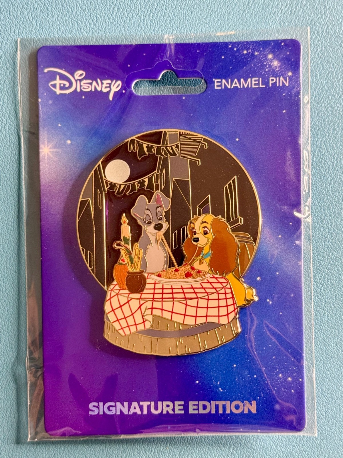 Disney PALM Signature Lady And The Tramp Bella Notte Jumbo Pin