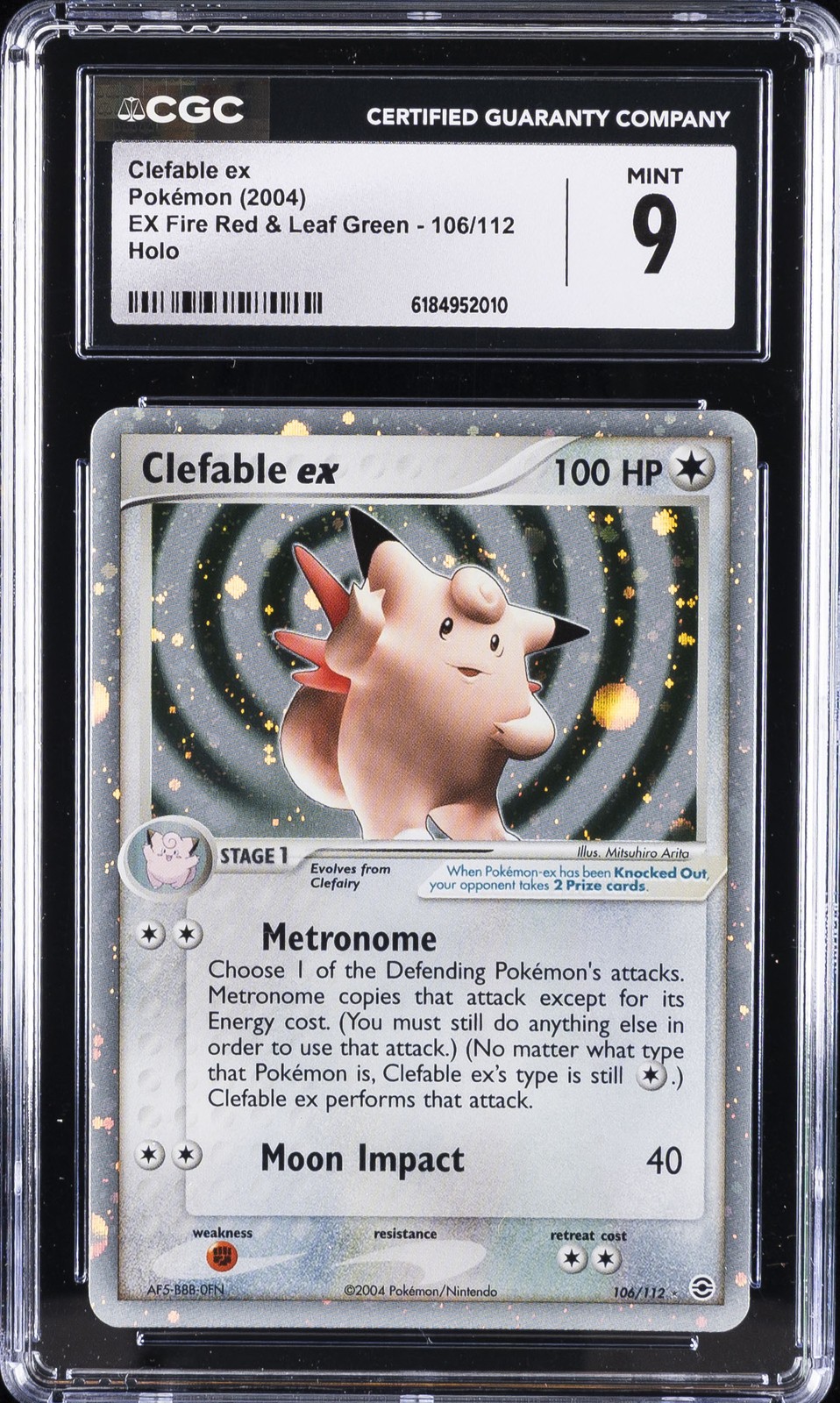 2004 POKÉMON EX FIRE RED & LEAF GREEN HOLO #106 CLEFABLE EX CGC 9
