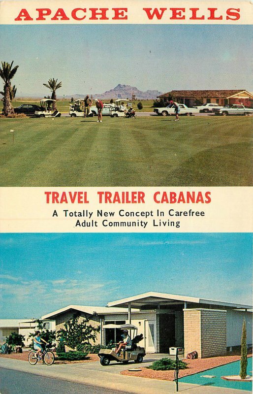 Apache Wells Mobile City Mesa Arizona Postcard Autos Bailly Cabanas 20-7703