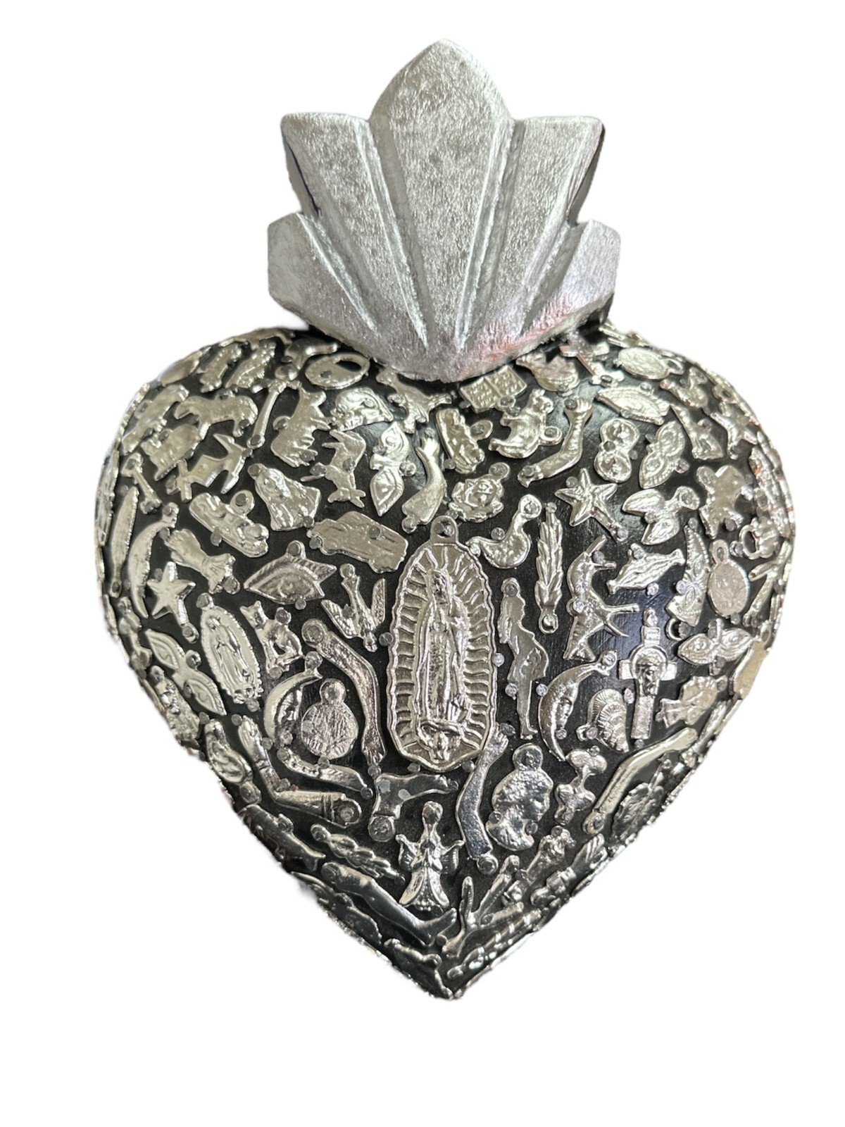 HANDMADE  MILAGROS WOOD  OUR LADY OF GUADALUPE  , MEXICAN FOLK ART  , 10