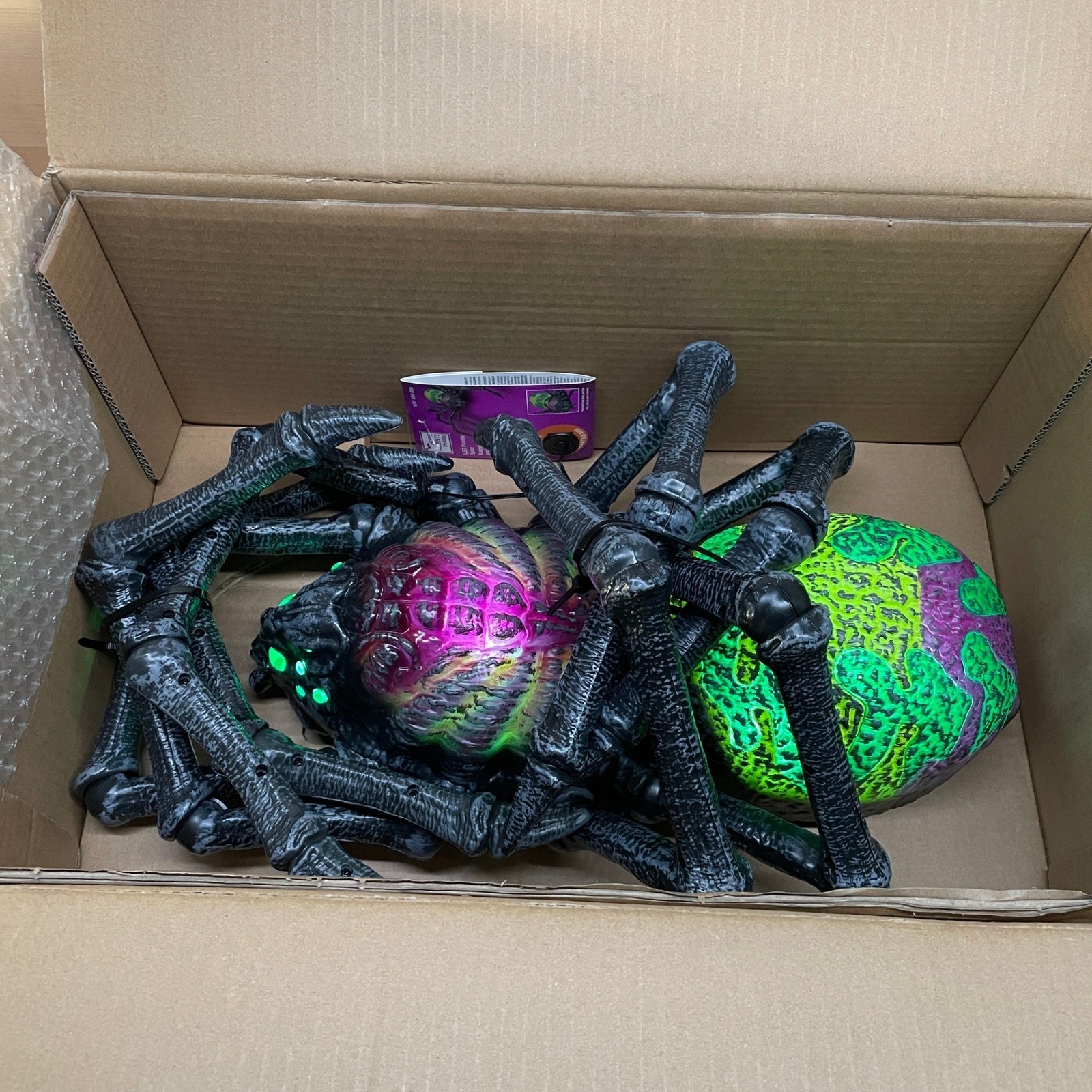 Home Accents Holiday LED Poseable Spider Halloween Neon Green NWT 26SV25383