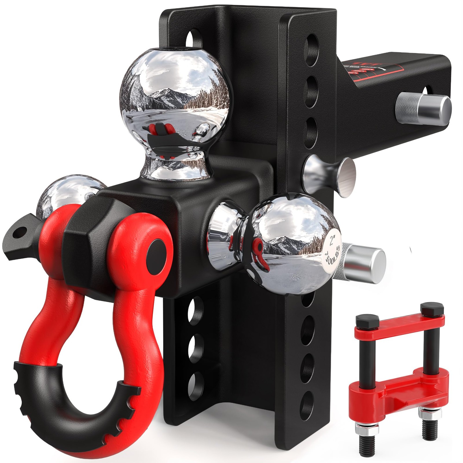 Adjustable Tri-Ball Trailer Hitch for 2 inch Receiver, 4.5