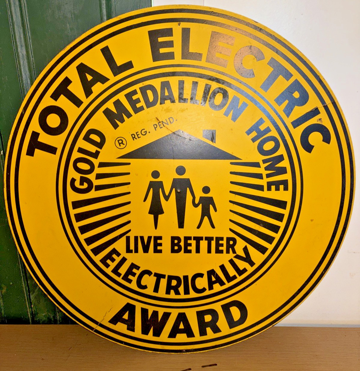 Large Vintage Total Electric Gold Medallion Home Award Live Better Electrically
