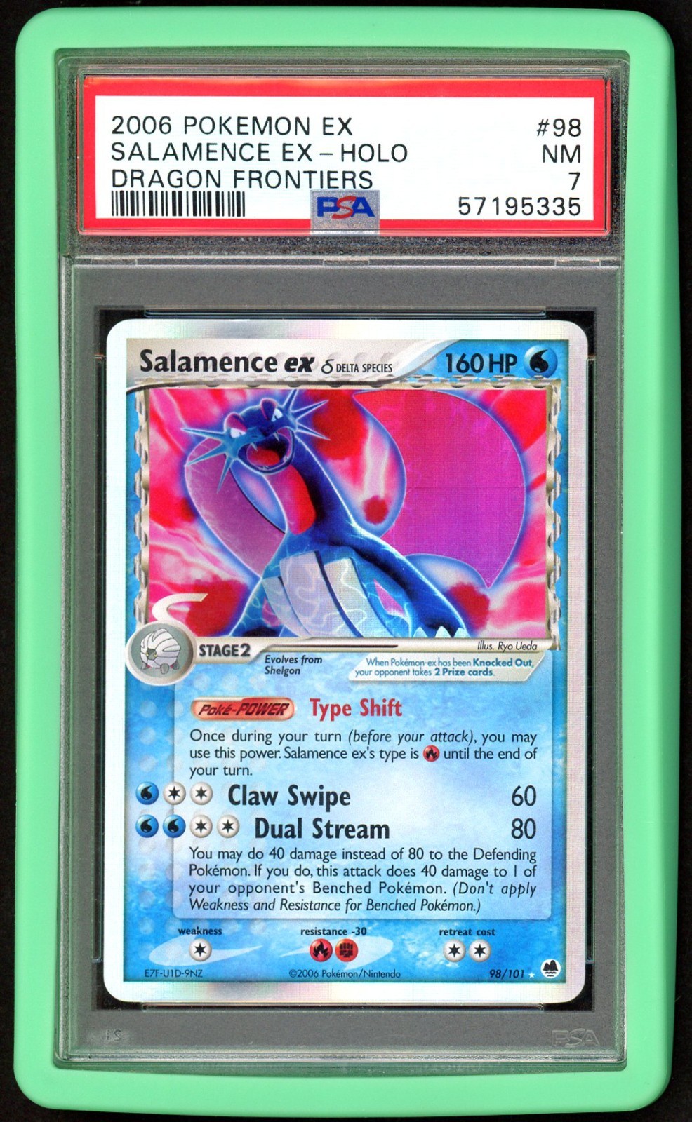 Pokemon Card PSA 7 Salamence ex (Delta Species) 98/101 EX Dragon Frontiers Holo