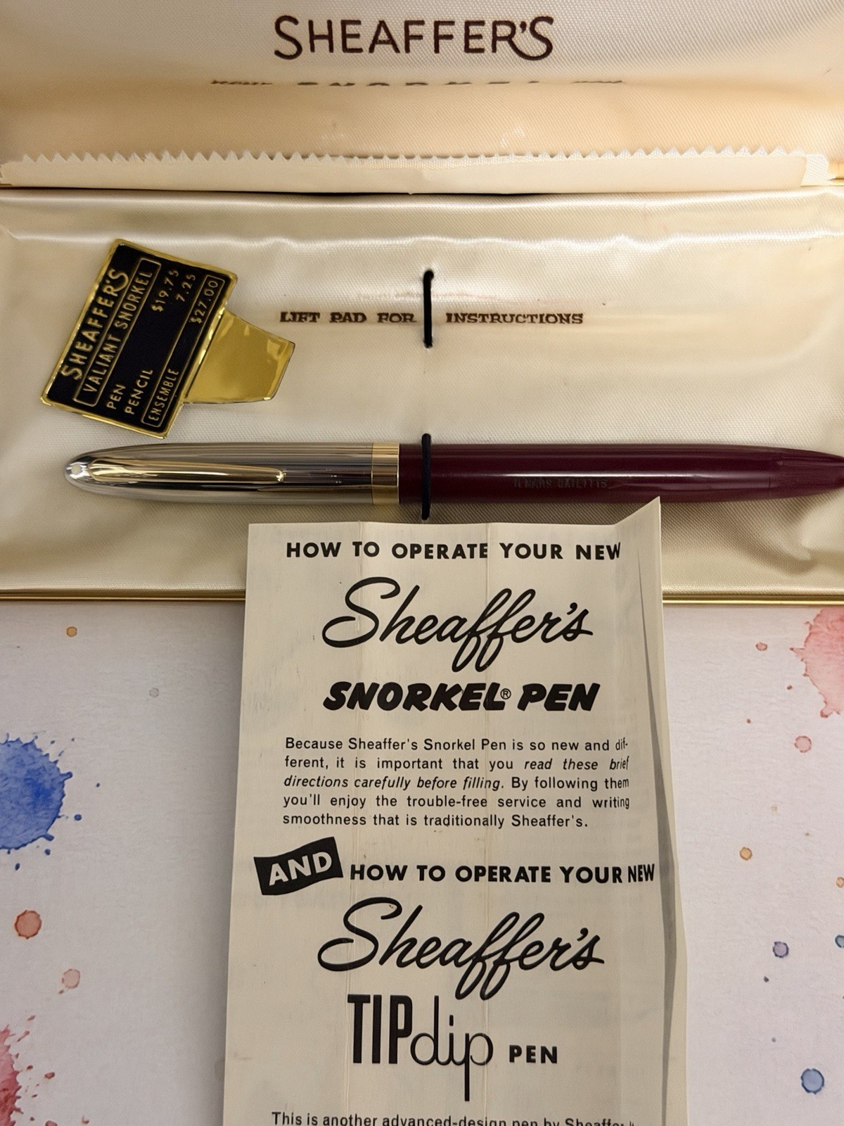 1950s Sheaffer Statesman Snorkel Fountain Pen Burgundy M4 Medium Nib Box