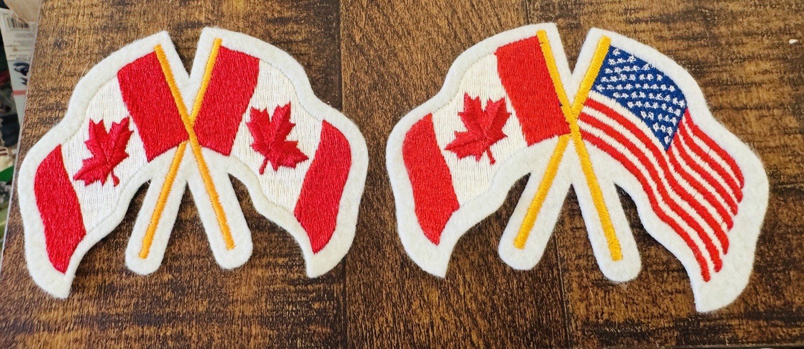 Set Of 2 Vintage Canadian Flags Canadian Flag American Flag Embroidered Patches