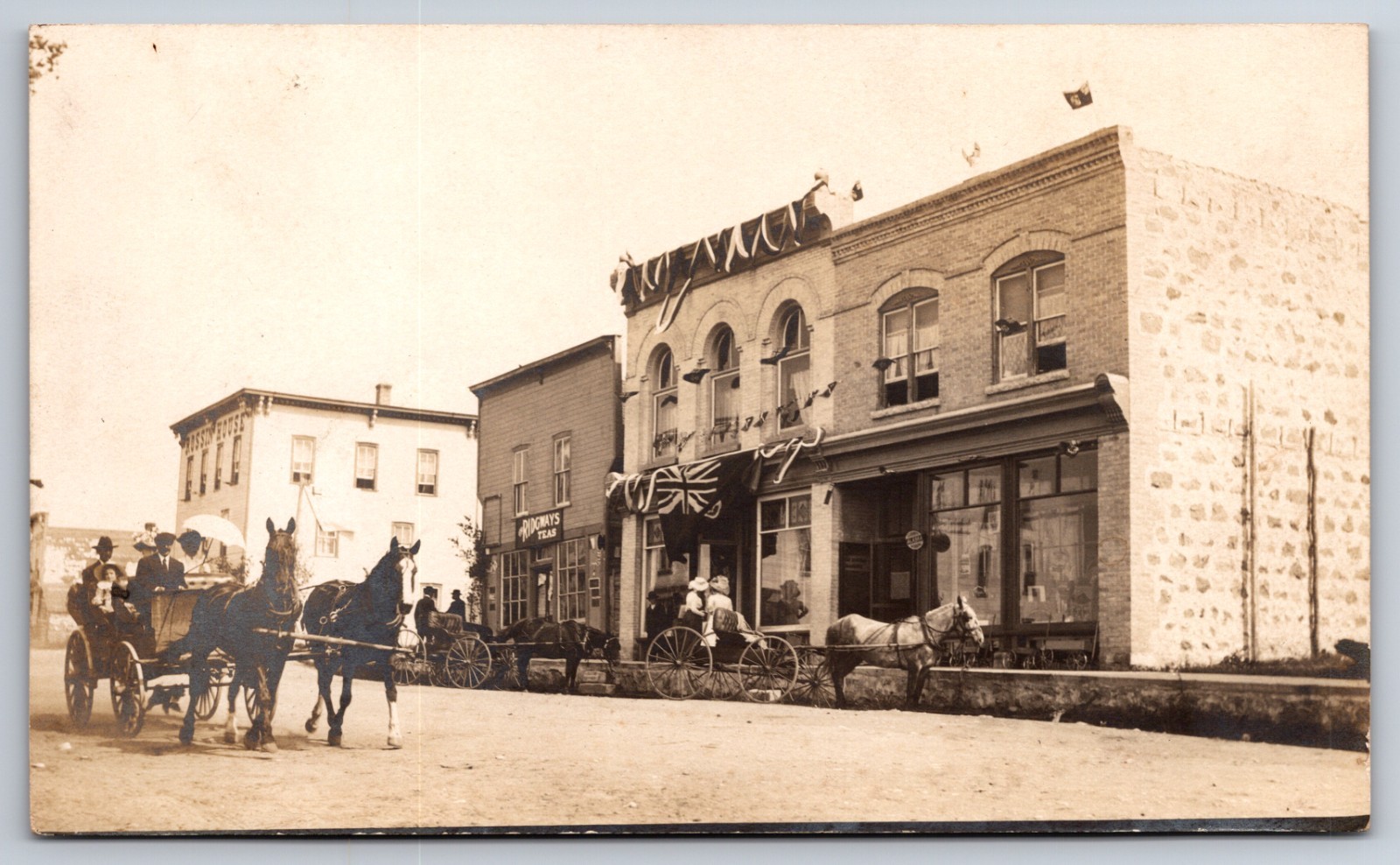 Street Scene Birtle Manitoba Canada Ridgway Teas c1910 Real Photo RPPC