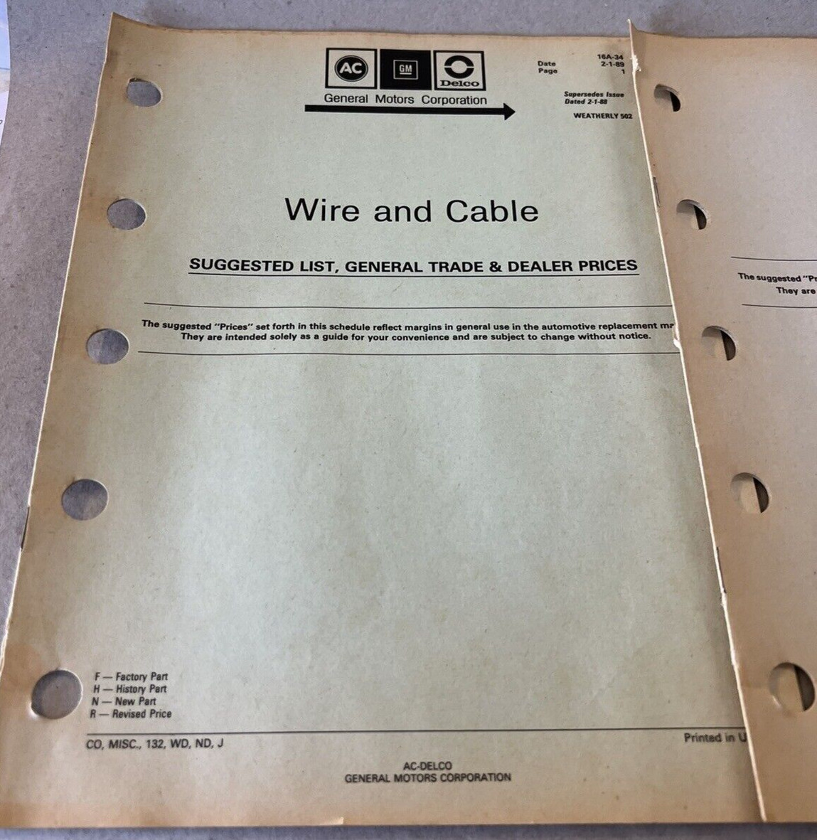 WIRE AND CABLE SUGGESTED JOBBER PRICES AND GENERAL TRADE & DEALER PRICES LIST