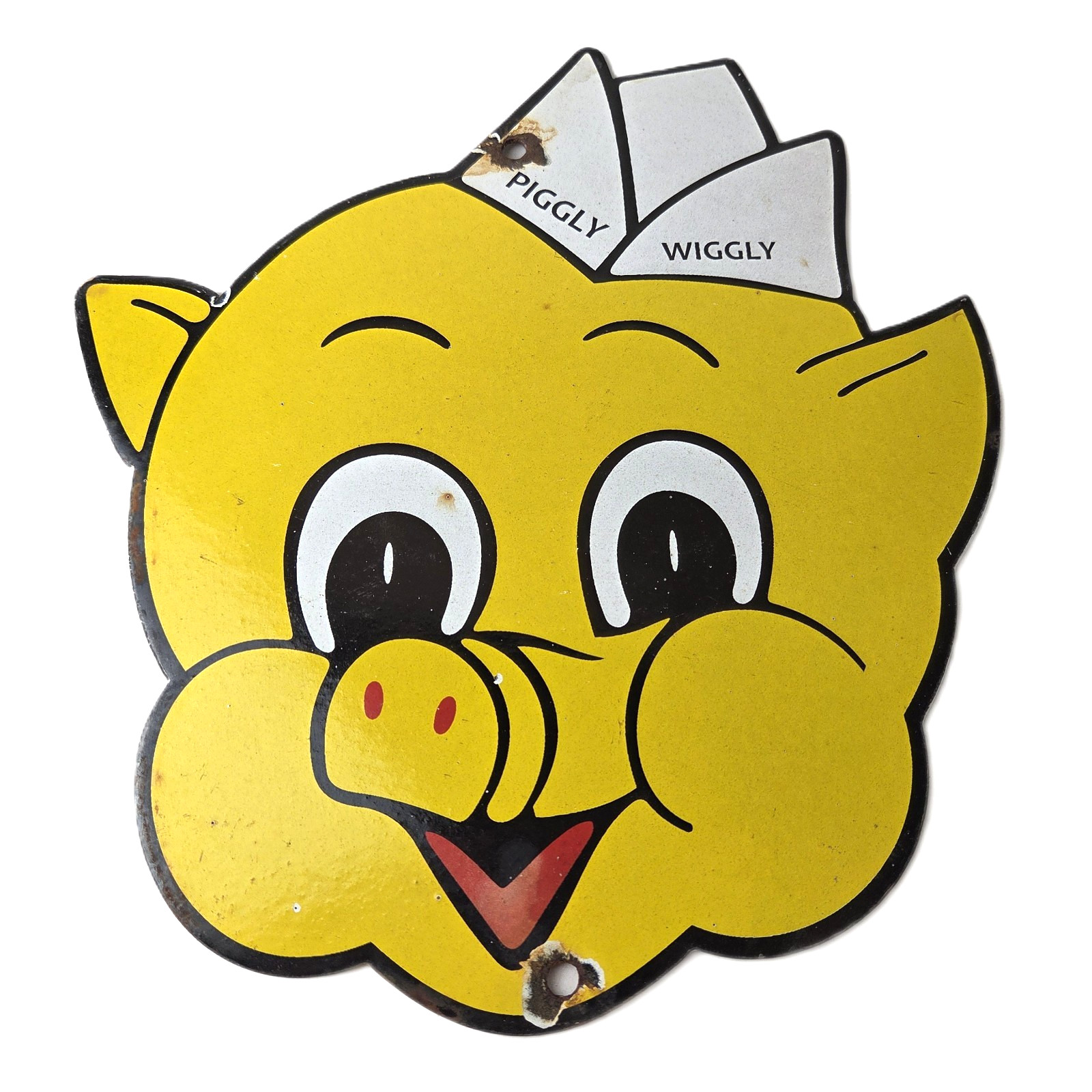 Vintage Piggly Wiggly Sign - Service Grocery Store Gas Pump Porcelain Sign