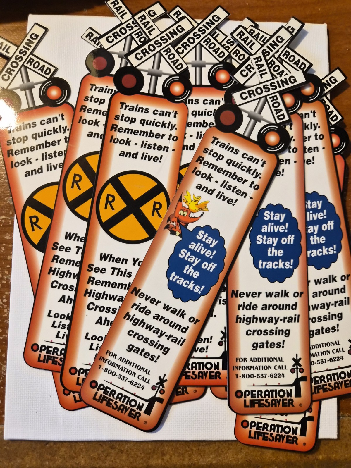 Lot of 10 Railroad Crossing Bookmarks Amtrak Operation Lifesaver Train Safety