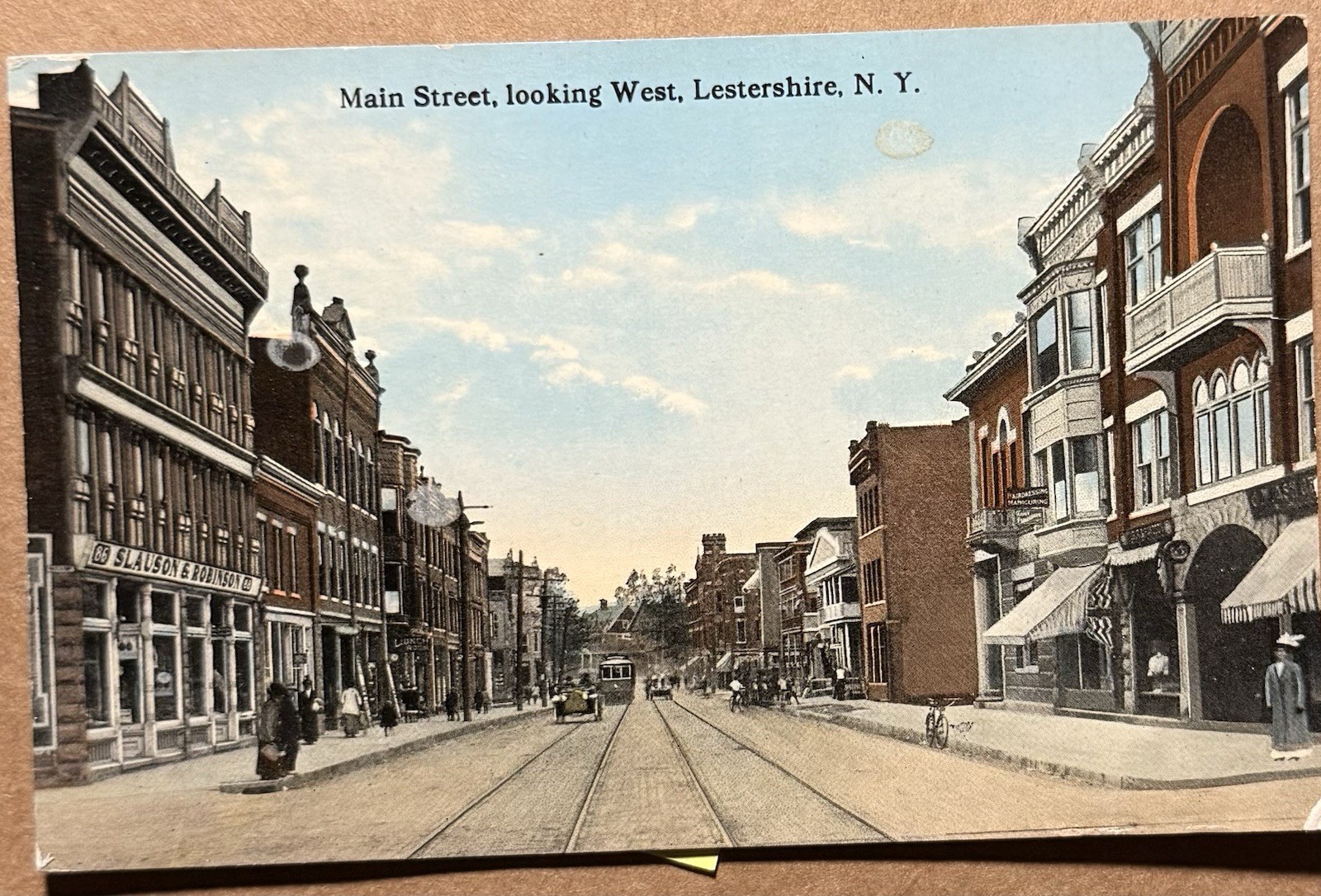 Old Johnson City NY, Lestershire, Main St, Looking West, Broome County, Postcard