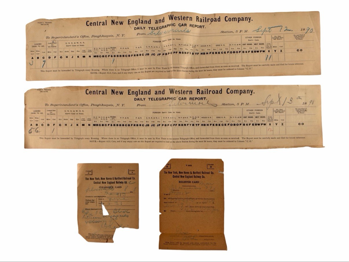 4 Antique Railroad Documents 1890-1918 NY New Haven Hartford Car Report Forms