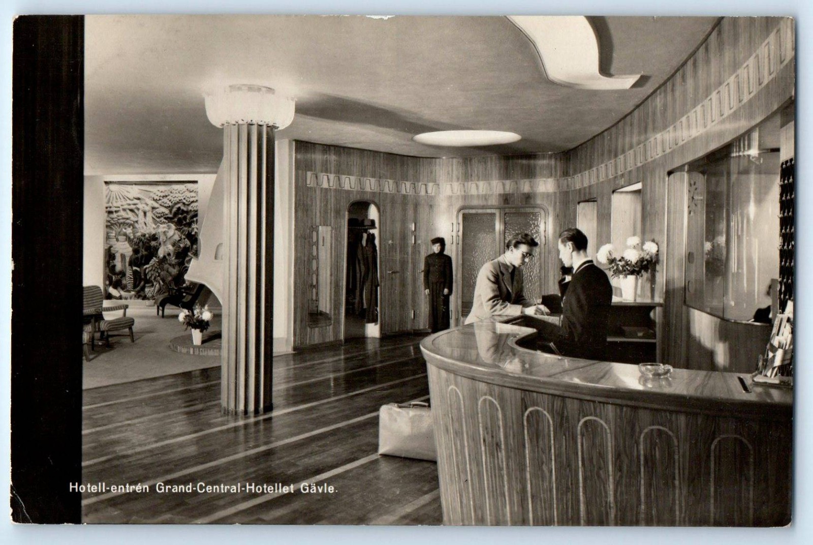 Sweden Postcard Entrance to Grand Central Hotel Gavle 1948 RPPC Photo