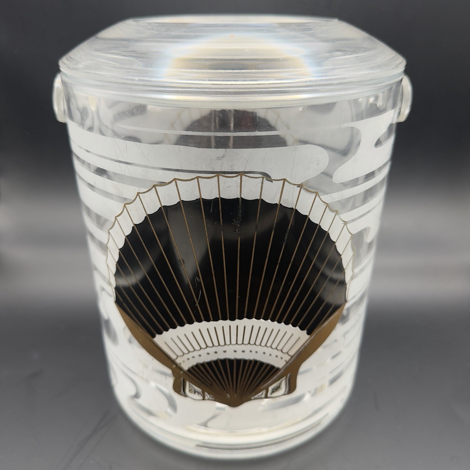 Vintage Culver Ice Bucket Lucite Clamshell Design Lid Liner