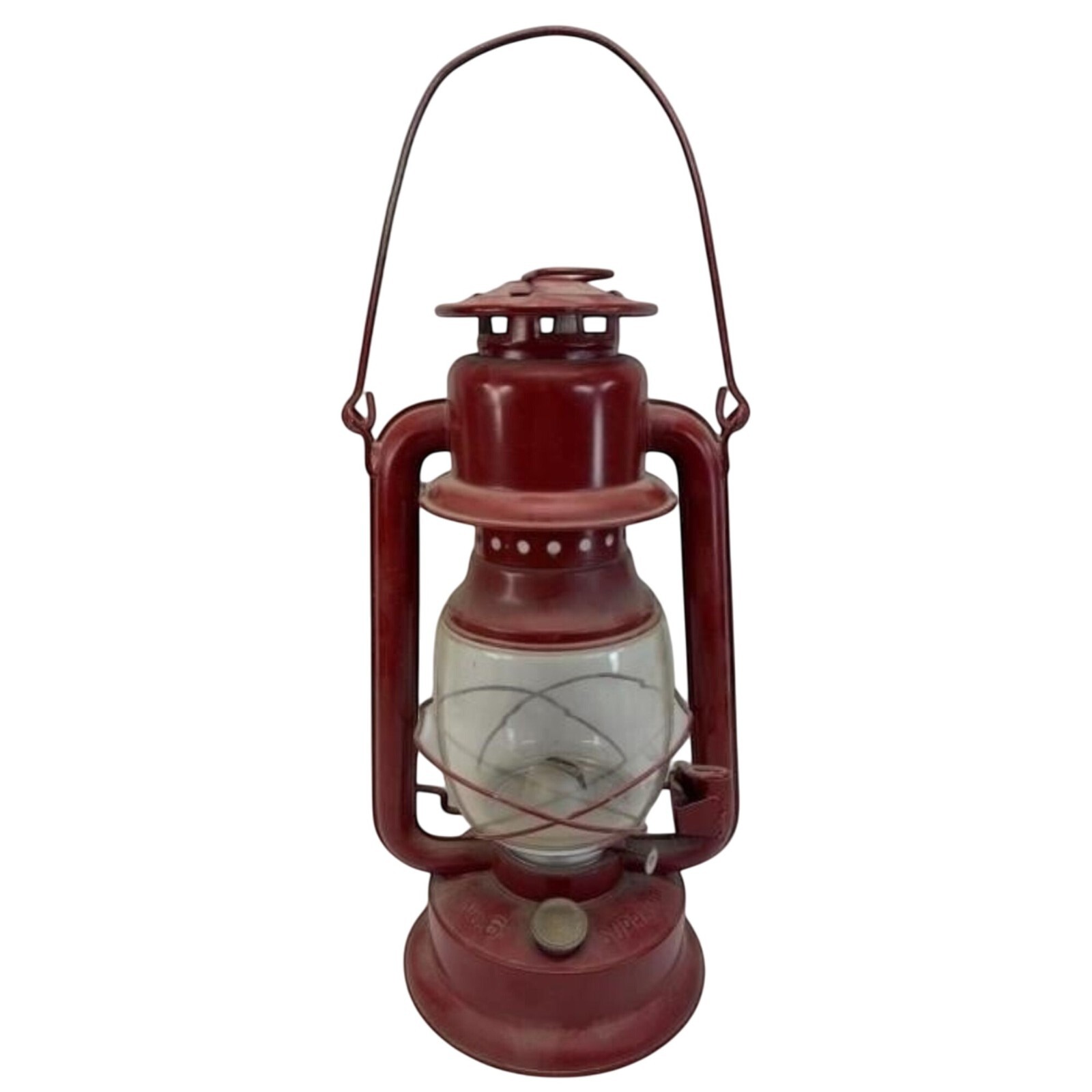 Antique Van Camp Supreme No. 6 Hurricane Lantern Red Glass Collectible Decorativ