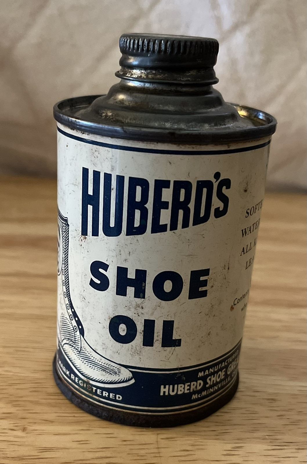 Vintage  Huberd's Shoe Oil Domed Top   8 oz.  Empty