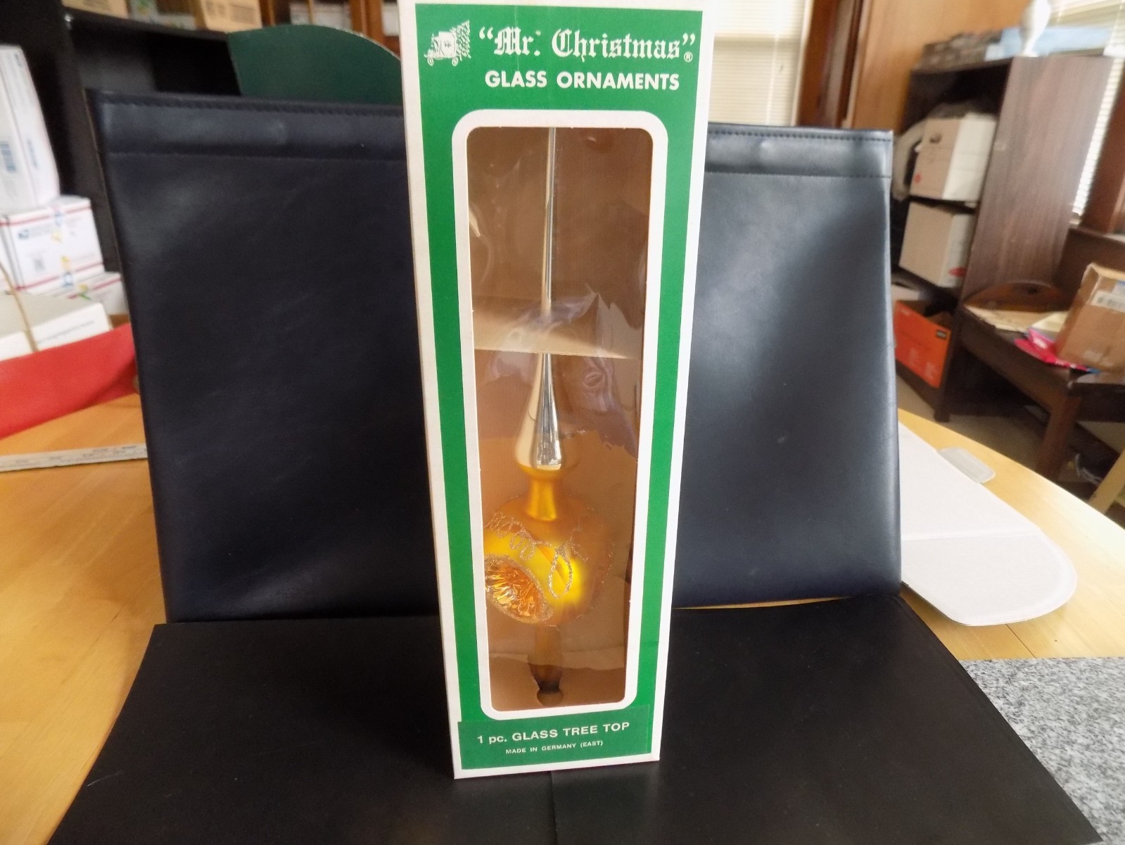 Vintage Mr. Christmas Glass Ornament Gold Tree Topper 11” Original Box
