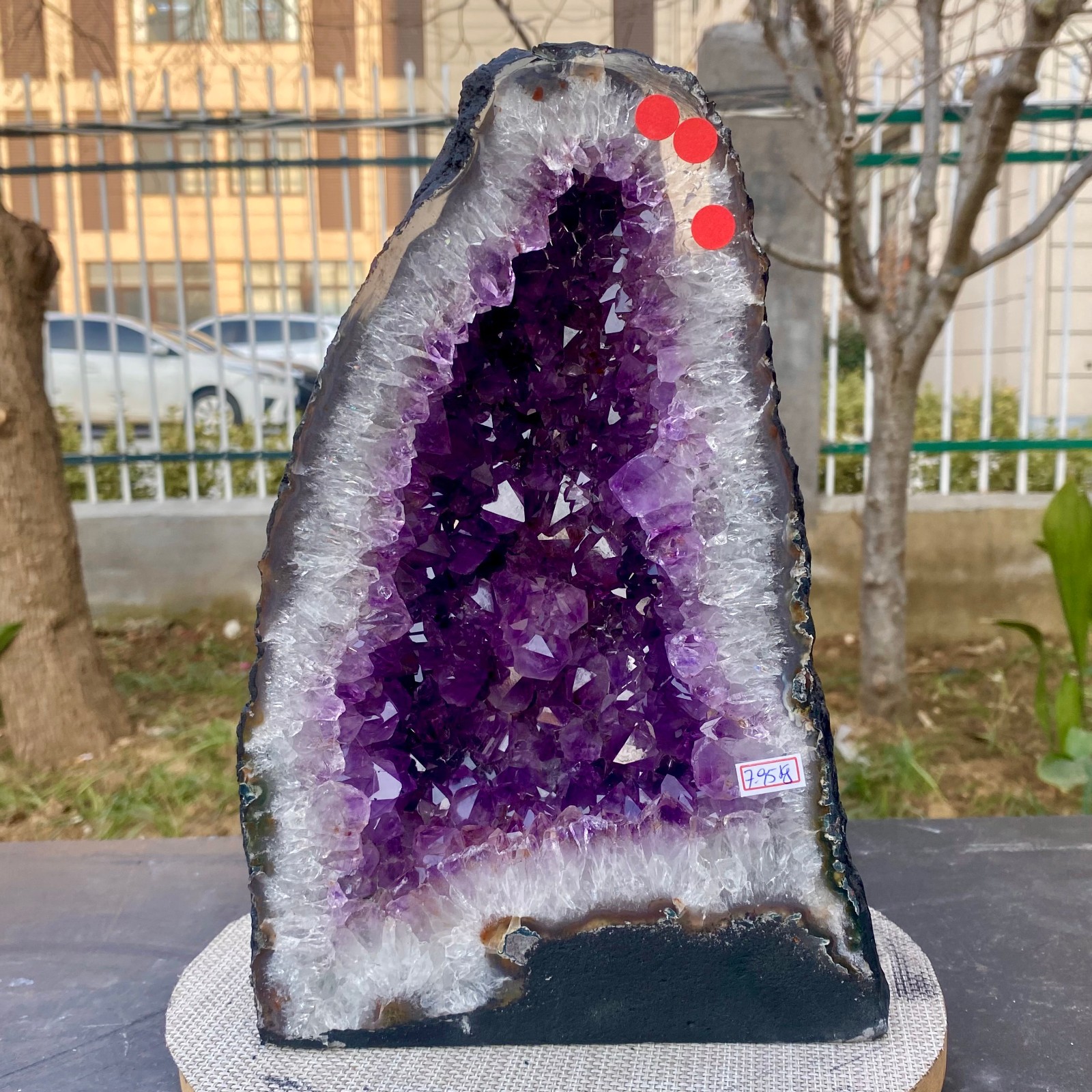 17.5LB Large Natural Amethyst Geode Quartz Crystal Cluster Cathedral Energy