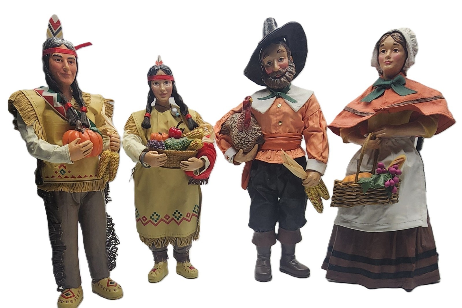 Vintage Midwest of Cannon Falls Thanksgiving Pilgrims and  Indians Couple Set 4