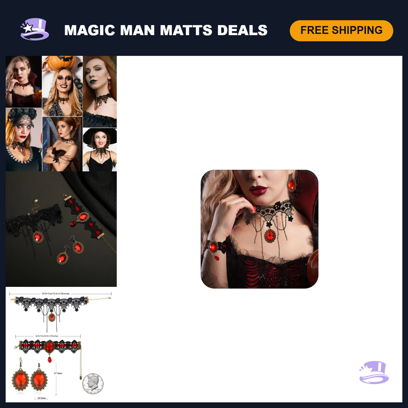 Halloween Gothic Vampire Choker Necklace Costume Jewelry for Women