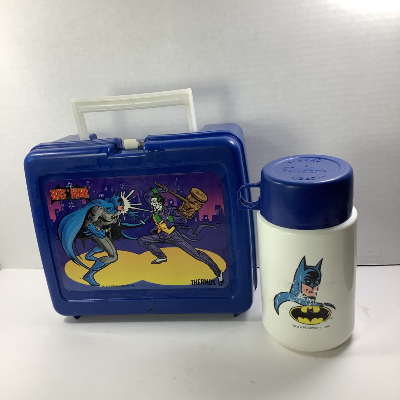 Vintage 1982 Batman Joker Plastic Lunch Box With Thermos DC Comics USA