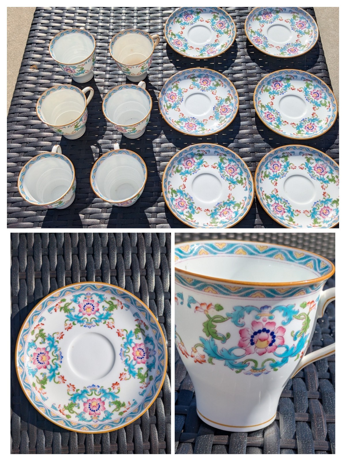Minton WH Plummer B833 12 Piece Set (6 Saucers & 6 Demitasse Cups)