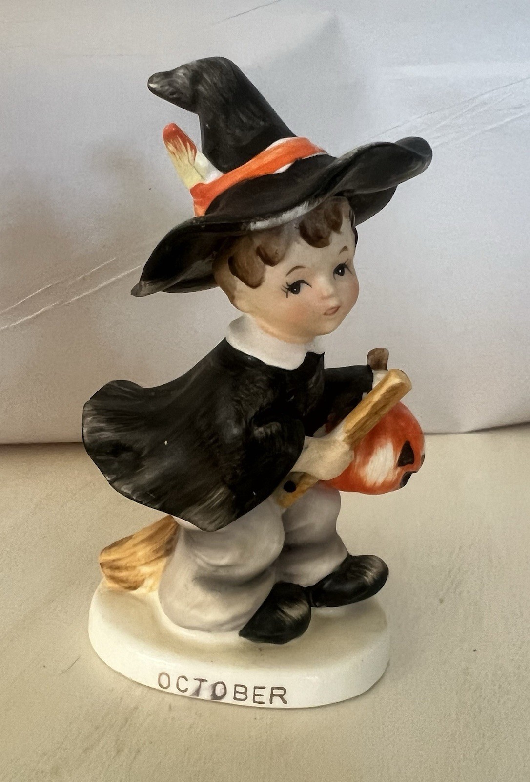 Vintage 1950’s Lefton (Boy Warlock) October/Halloween Figurine #2300 Pumpkin