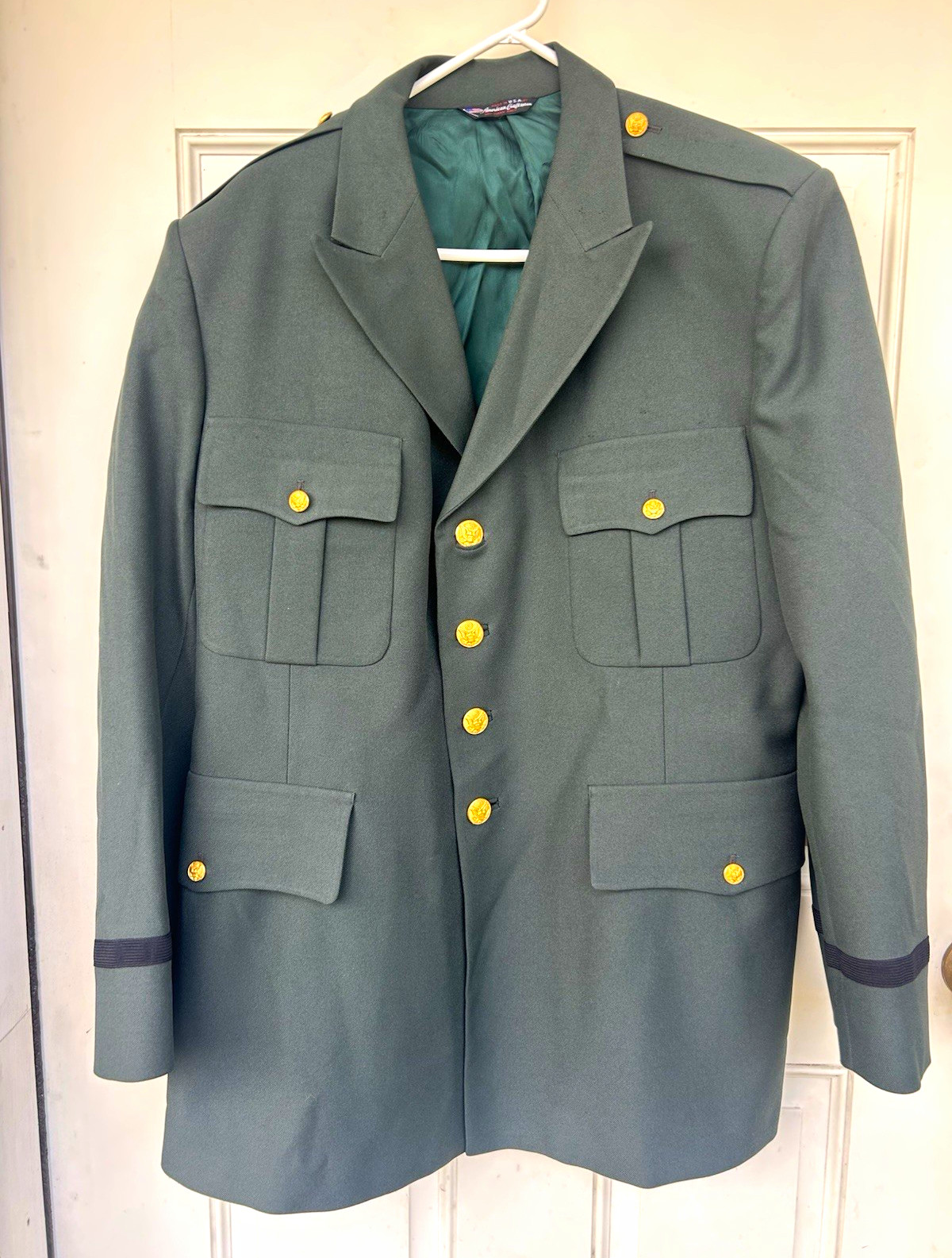 VTG US Army Uniform Class A Dress Jacket Green / Gold Buttons Made in USA