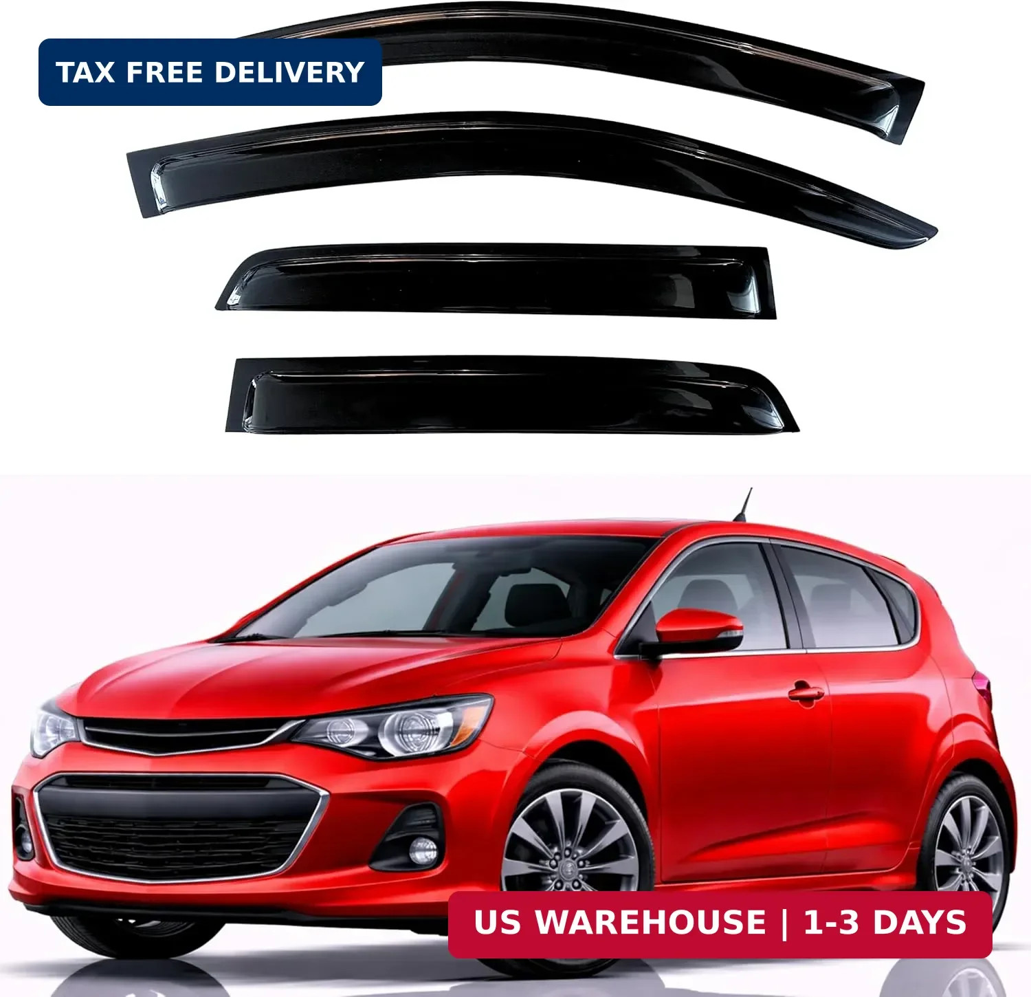 Rain Guards Fit for 2012-2020 Chevrolet Sonic Hatchback, Out-Channel Window