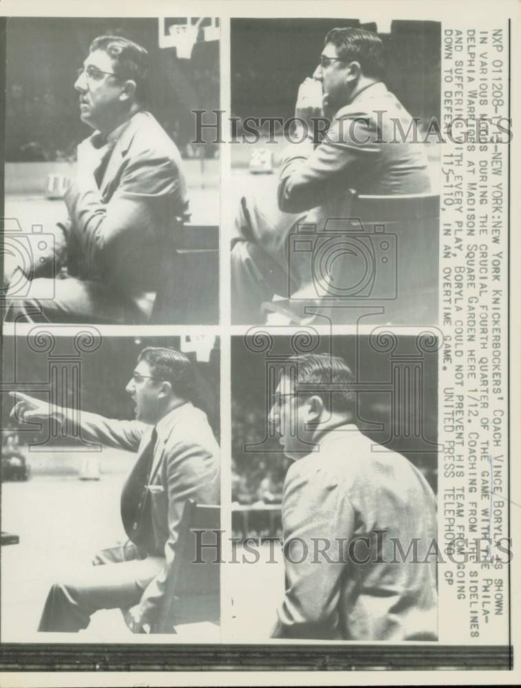 1958 Press Photo New York Knickerbockers' Coach Vince Boryla in various moods