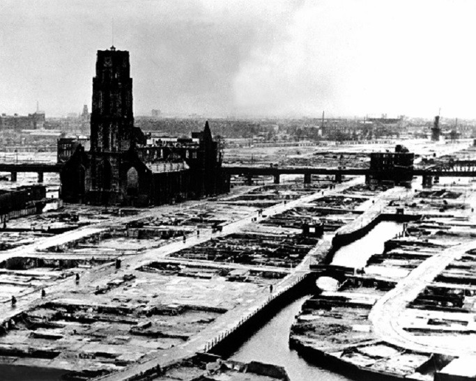 Romtterdam Ruins from German Bombing 8x10 World War II WW2 Bomber Photo 643