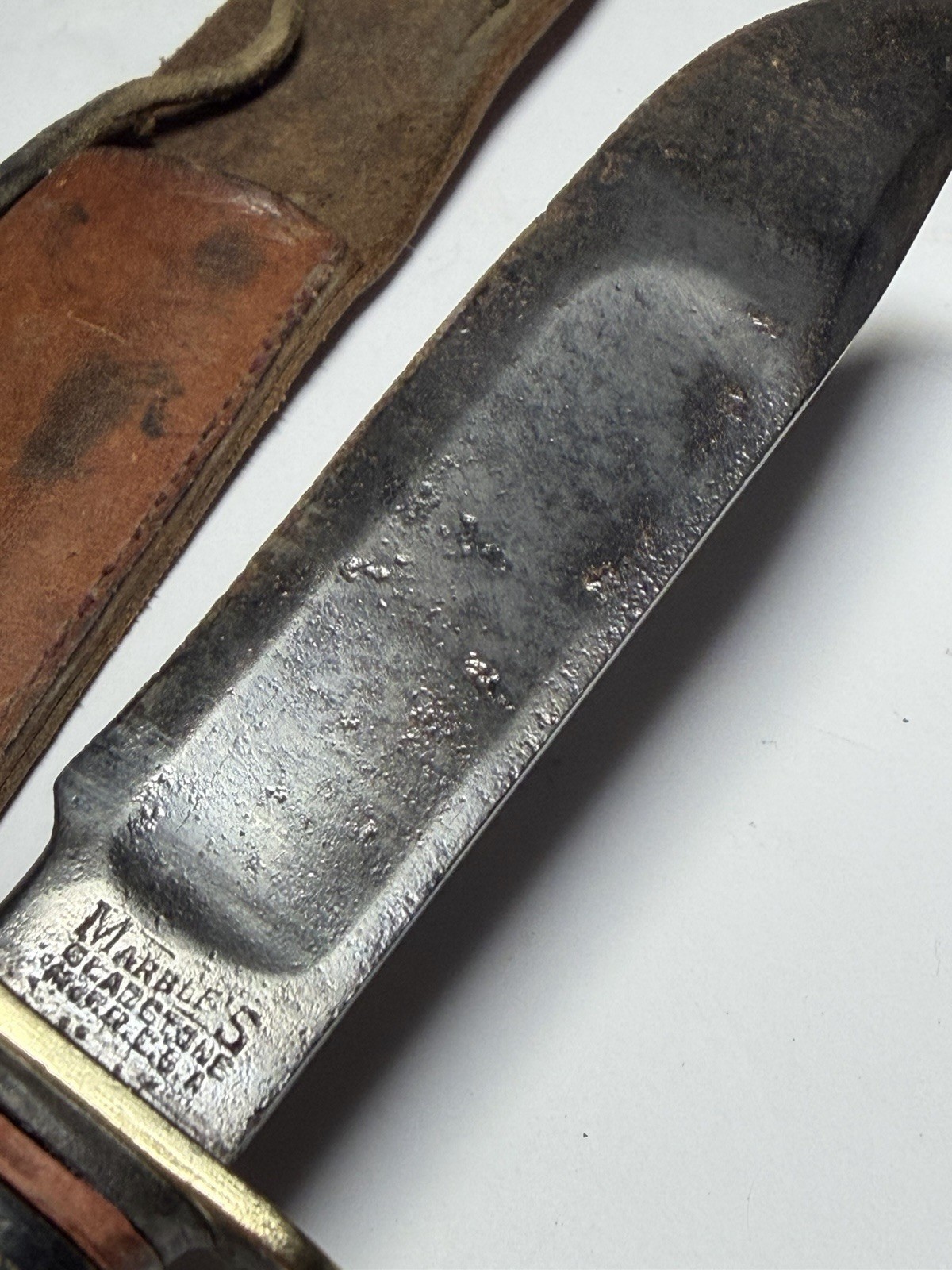 Vintage Marble's Gladstone Mich USA Hunting Knife + Leather Sheath