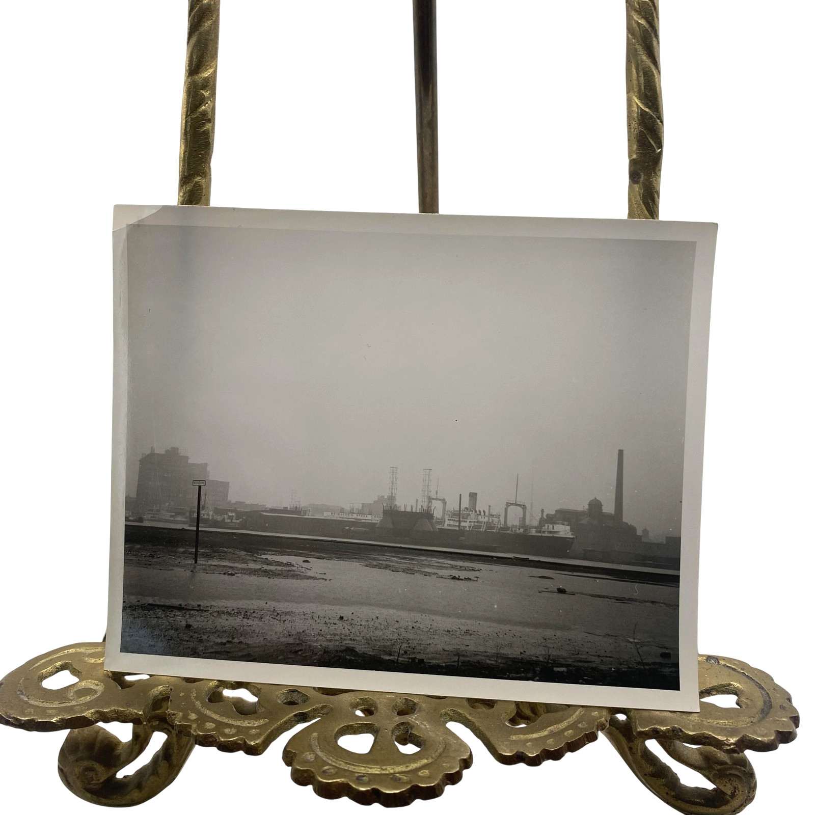 Vintage Bethlehem Steel Baltimore Industrial Shipyard Photo 4x5 B&W Gelatin Orig