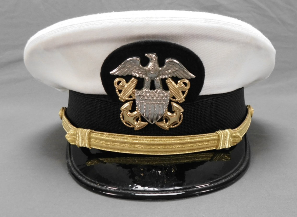 US Navy WO/LCDR Hat 7 1/8 Men\'s Dress Uniform Complete Officer White USN Cap