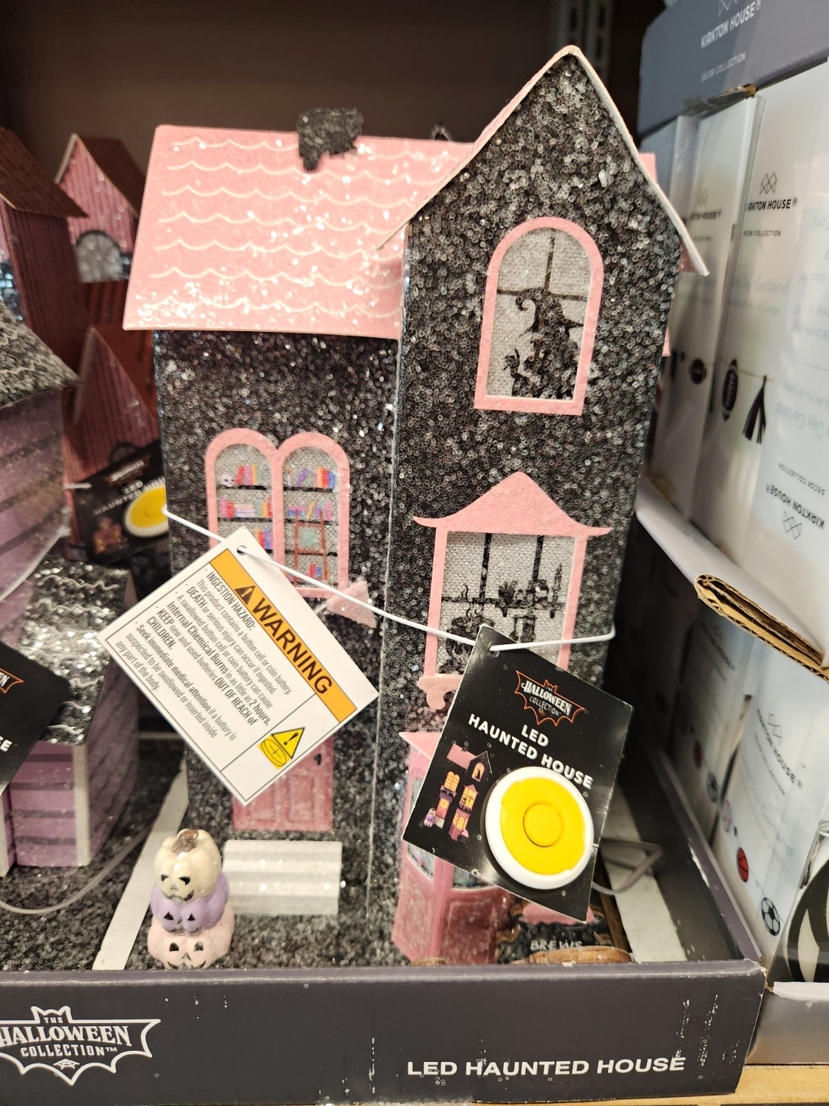 ALDI The Halloween LED Illuminated Black & Pink Glitter Haunted House