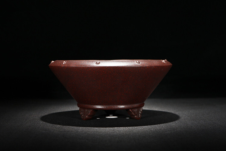 8.3 Inch Chinese Vintage Yixing Zisha Clay Planter, Handmade Bonsai Garden Decor