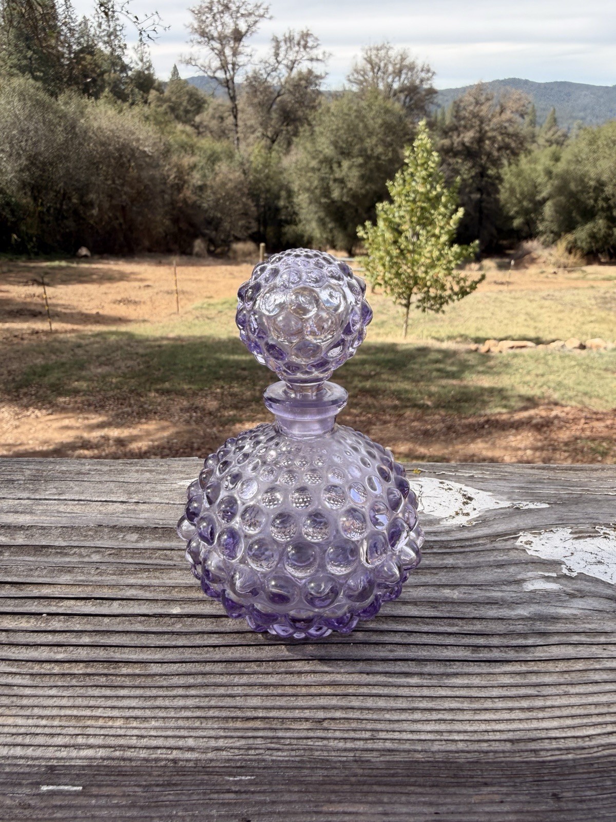vintage purple amethyst hobnail glass perfume bottle