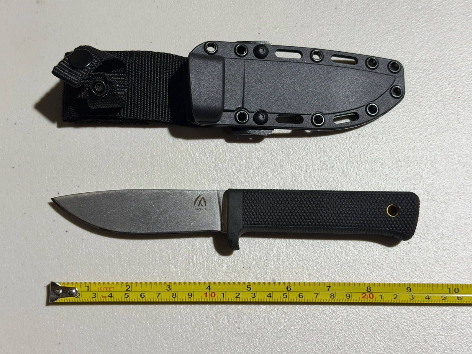 HUANG FU 9” Fixed Blade Hunting Knife Black Handle Outdoor w/ Sheath