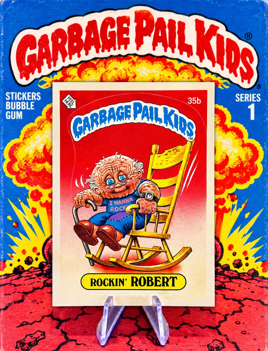 TRUE 1985 SERIES 1 Garbage Pail Kids Rockin\' Robert 35b Trading Card MINT RARE