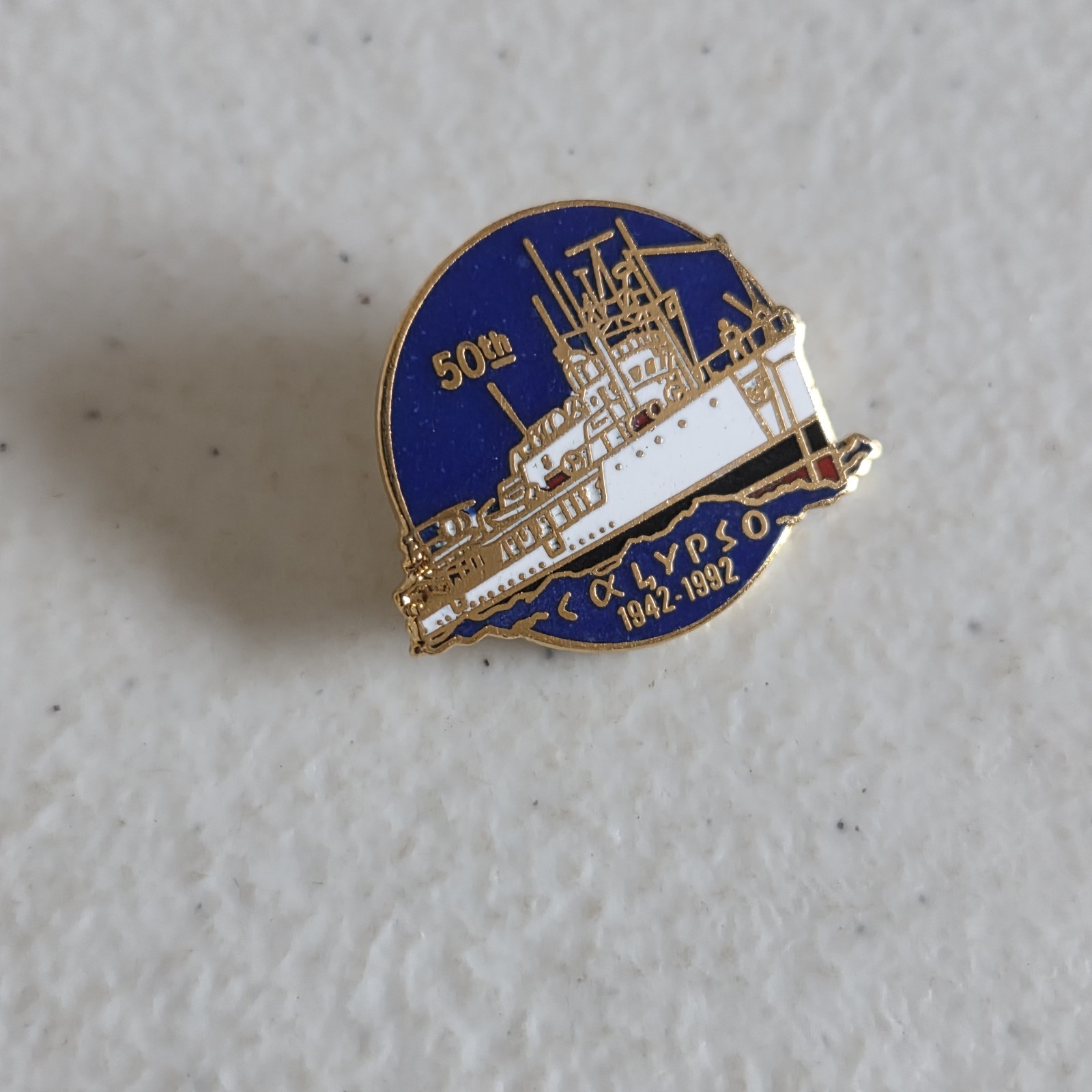 Jacques Cousteau's Calypso 50th Anniversary Research Vessel Pin Vintage Ship