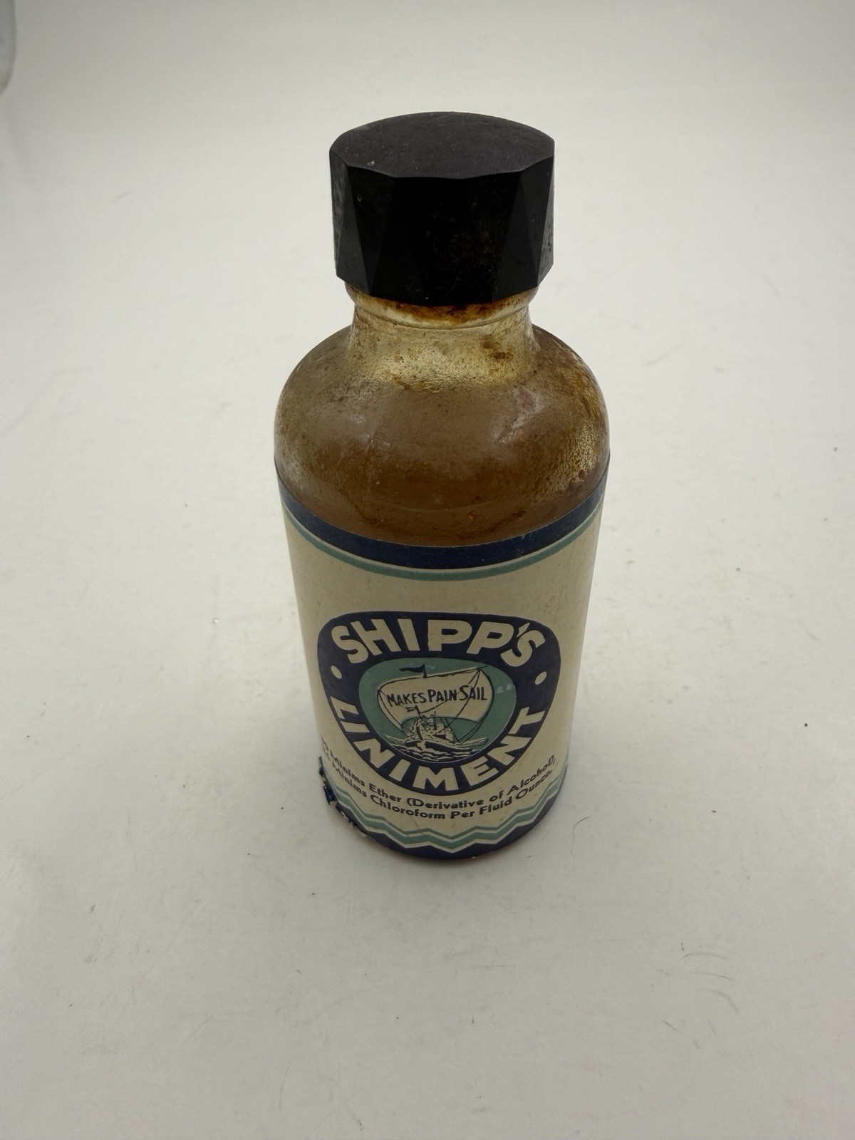 Vintage Shipp's Liniment Bottle Chloroform Ether Patent Medicine Antique