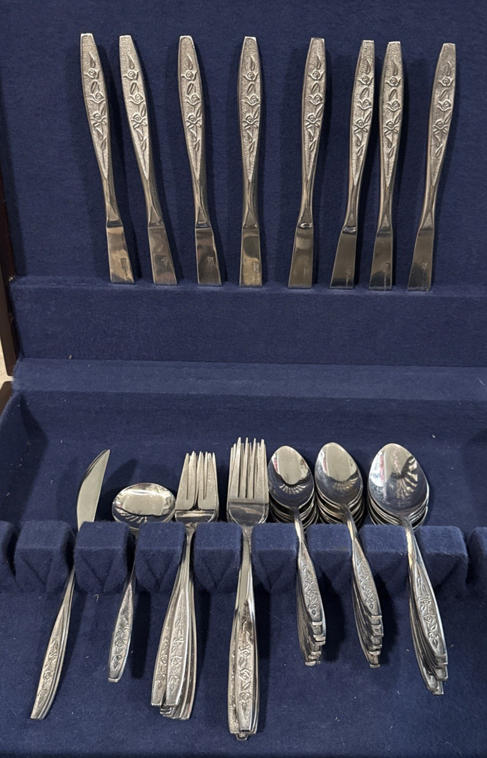 Ekco Eterna ROSE COTILLION 50 Pc Vintage Silverware Flatware Stainless Taiwan