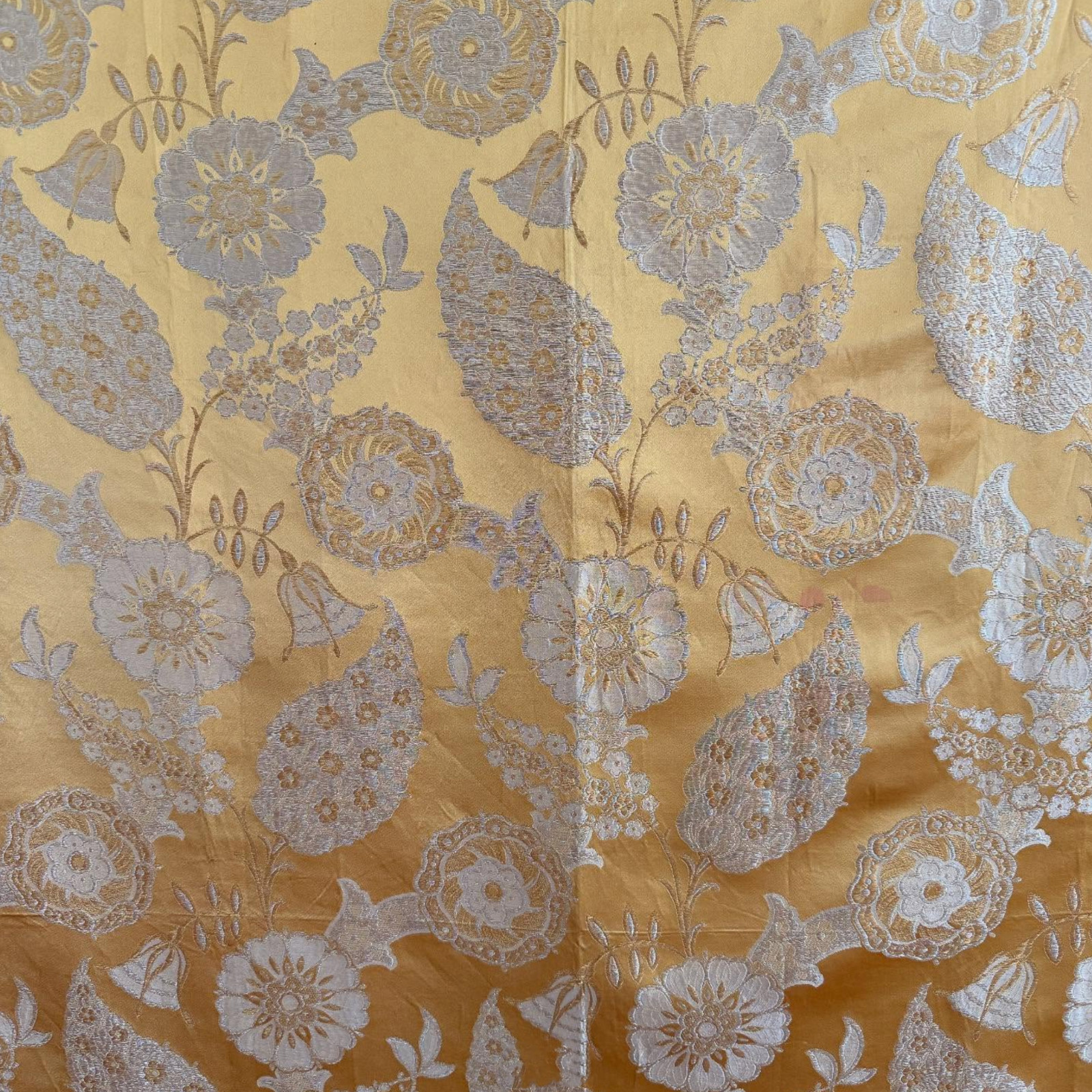 Mid Century Rare Vintage French Silk Brocade Fabric Panel