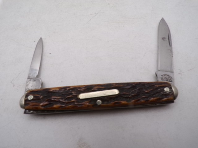 Vintage Valley Forge Tip Bolster Bone Pen Knife USA