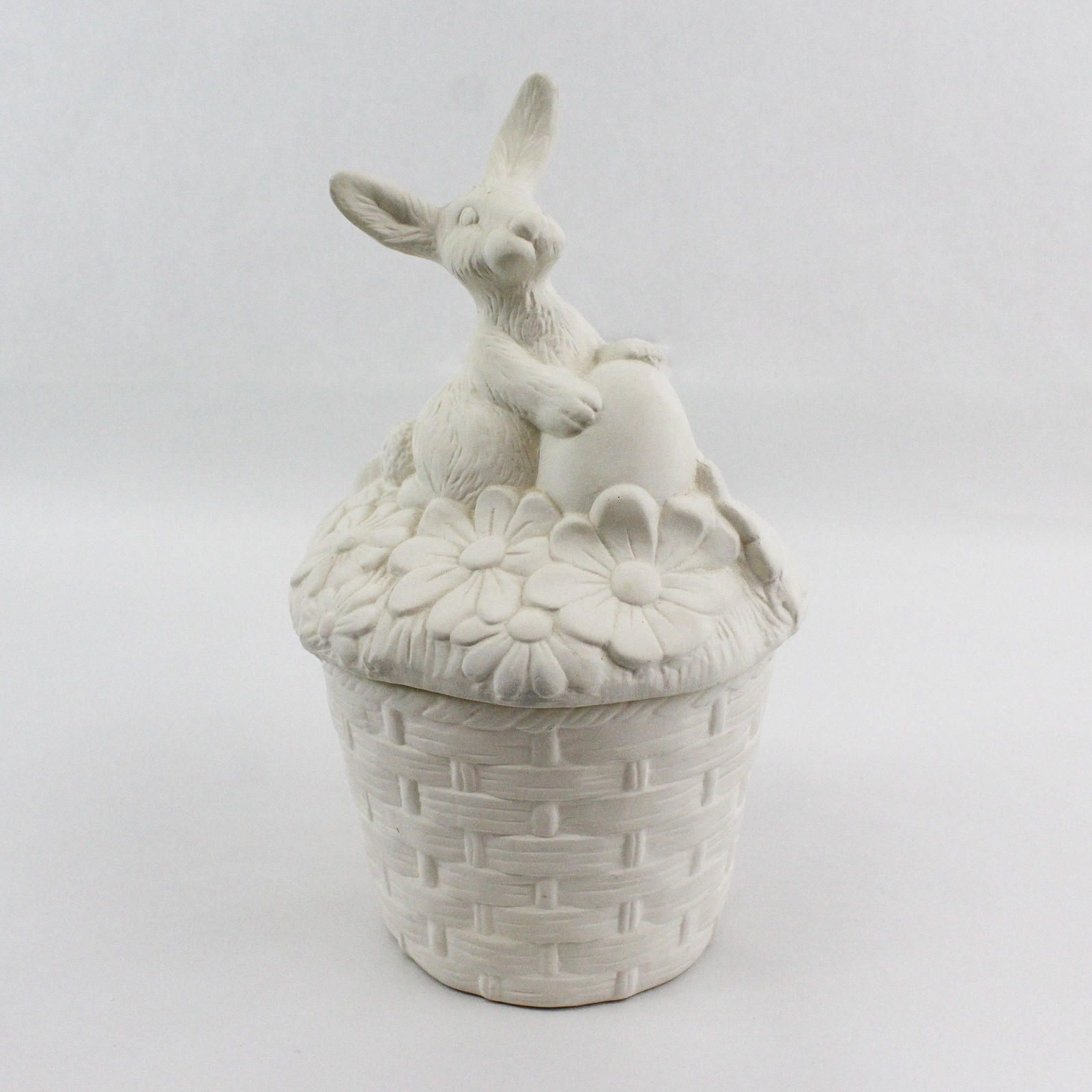 2-Pc. Ceramic Bisque Easter Bunny Rabbit Candy Dish, ready for painting/glazing