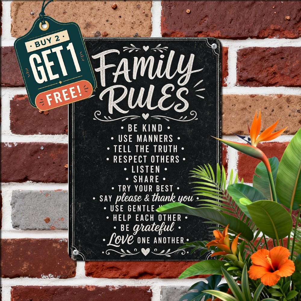 Distressed Family Tree Quote Metal Sign Vintage Home Wall Art Decor