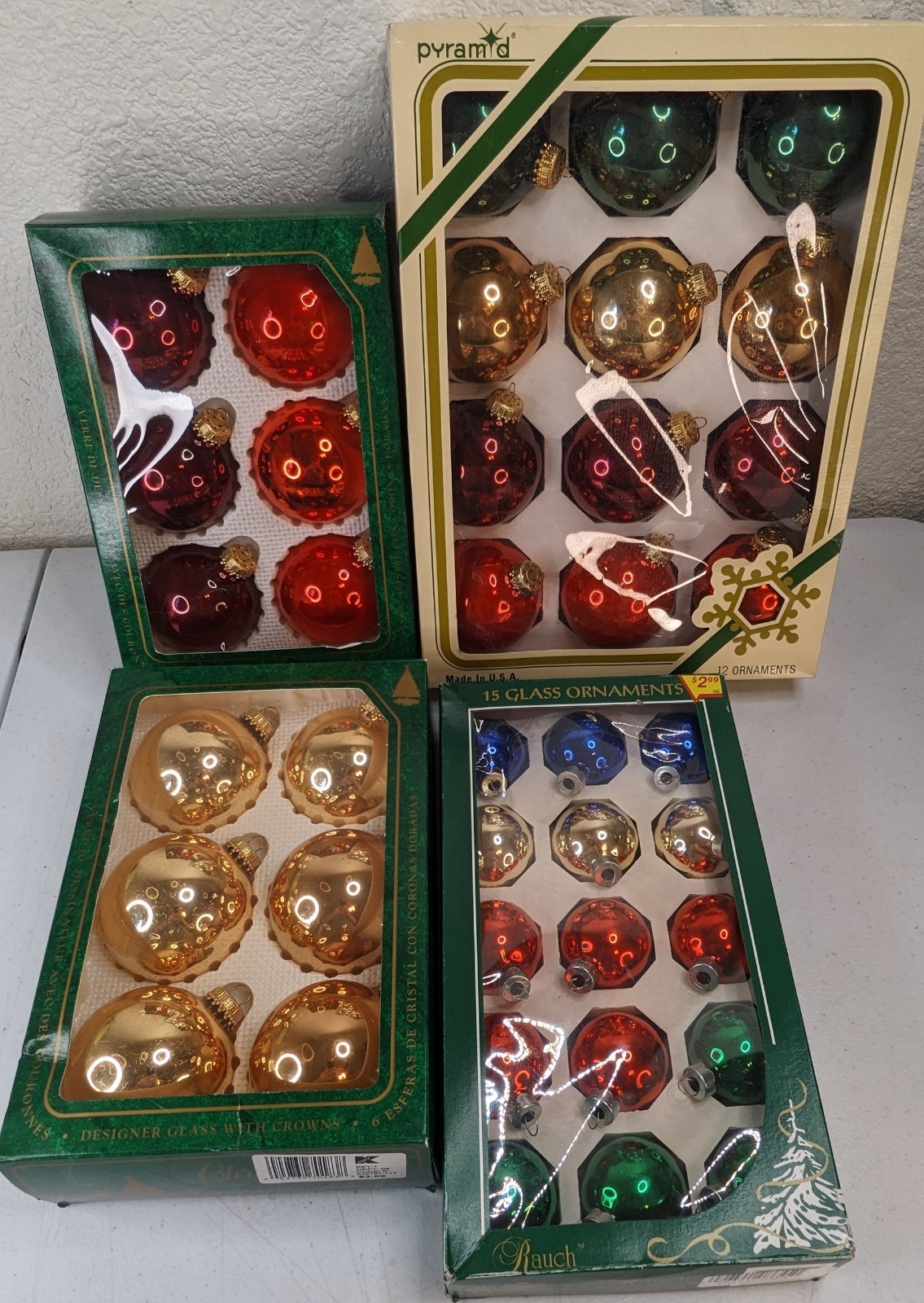 Vintage Krebs Rauch Glass Christmas Ornaments Mixed Lot 4 Boxes USA Lot3