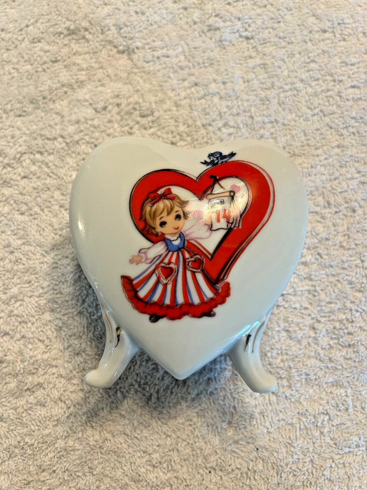 Vintage Lefton Valentine Heart Girl small planter 1950s  Japan 8106