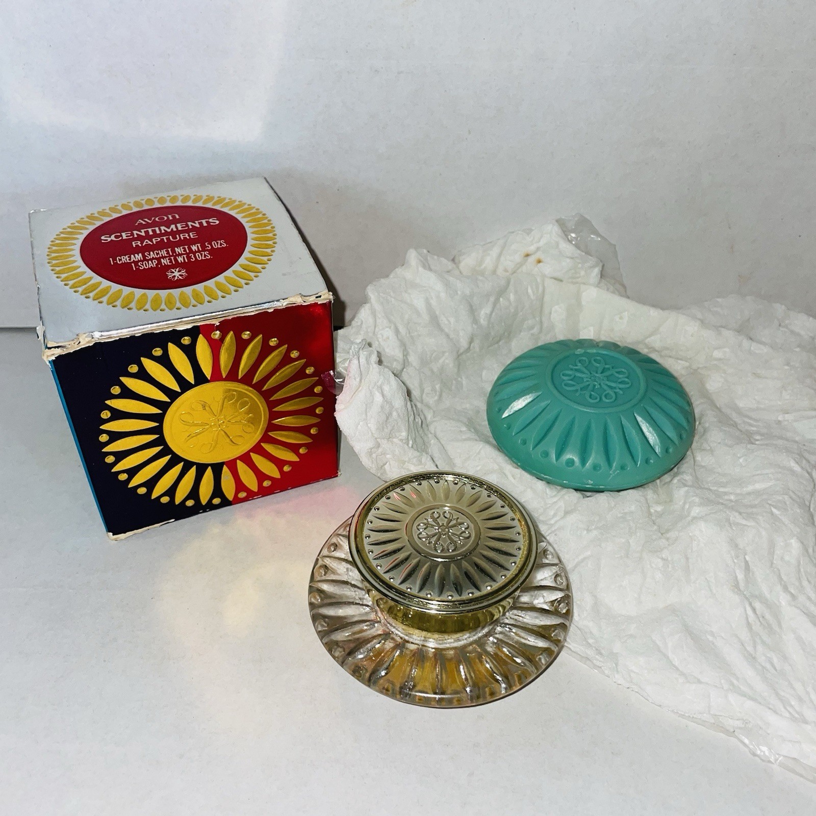 Vintage Avon Scentiments Rapture Cream Sachet & Soap Gift Set - In Box